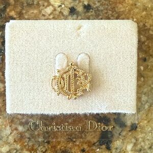 Vintage 1990s Authentic Christian Dior Logo Mini Gold Pin Excellent Condition